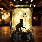 Kyoryuger Cat Gifts Cat Lover Gifts for Women/Mom/Grandma/Sister, Birthday Gift, Cats Butterfly Solar Lights Outdoor Hanging Cat Solar Lanterns Outdoor Torche Lights, Decor for Yard Lawn Garden Patio