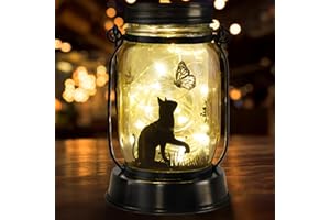 KYORYUGER Cat Lover Gifts for Women/Mom/Grandma/Sister, Christmas Gifts, Mother Day Gift, Cats Butterfly Solar Lights Outdoor Hanging Cat Lanterns Fairy Lights, Kitty Lamps Decor for Yard Lawn Garden Patio