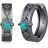 Ankh Earrings 925 Sterling Silver Turquoise Hoop Earrings Egyptian Jewelry Gifts for Women