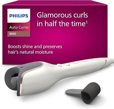 Auto Curler Serie 8000, arricciacapelli con tecnologia MoistureProtect, 27 diverse opzioni di styling, bianco, modello BHB878/00