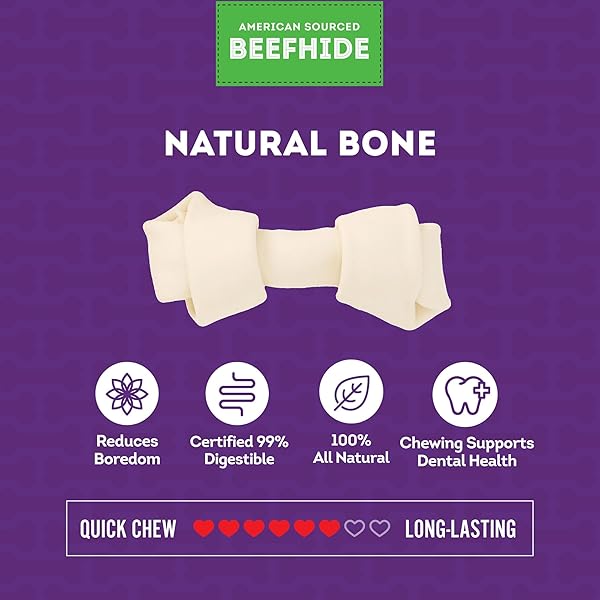 TREATLY AMERICAN SOURCED BEEFHIDE BONES 4-5″ DOG CHEW TREATS – NATURAL FLAVOR, 10 COUNT/1 PACK