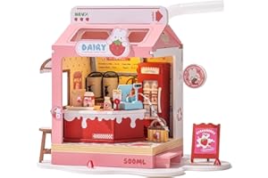 Wowood DIY Mini House Building Miniature Kit Milkbox, Miniverse Lifestyle Bookshelf Decoration, Cute Craft Kits for Women or Girls 14+, Kawaii Gifts Hobbies for Crafters (Strawberry Milkbox)