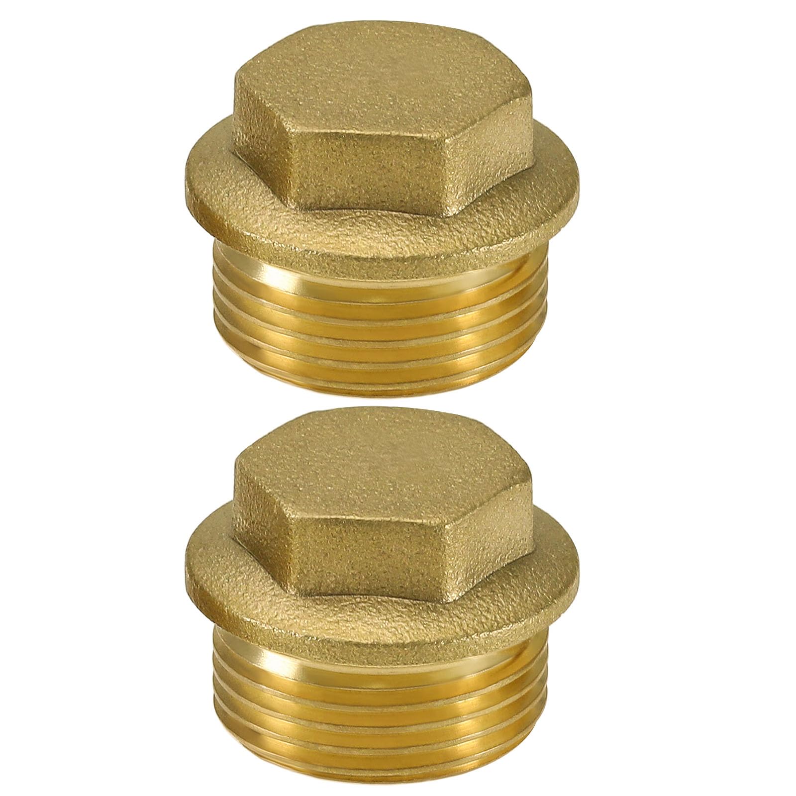 eMagTech 2Pcs 3/4" BSP Thread Male Blanking Plug Tube End Cap 3/4" Brass Male Blanking Cap Accessories for Pipe Connection Bathroom Kitchen Gold