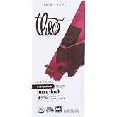 Theo Pure Organic Dark Chocolate Bar, 85% Cacao, 1 Bar | Vegan, Fair Trade