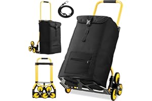 Keoslpy Upgraded Stair Climbing Hand Truck Dolly 330Lbs, Heavy Duty Folding Shopping Cart with Wheels, Personal Shopping Cart Stair Climbing with Bag for Moving, Groceries, Luggage, Travel & Office