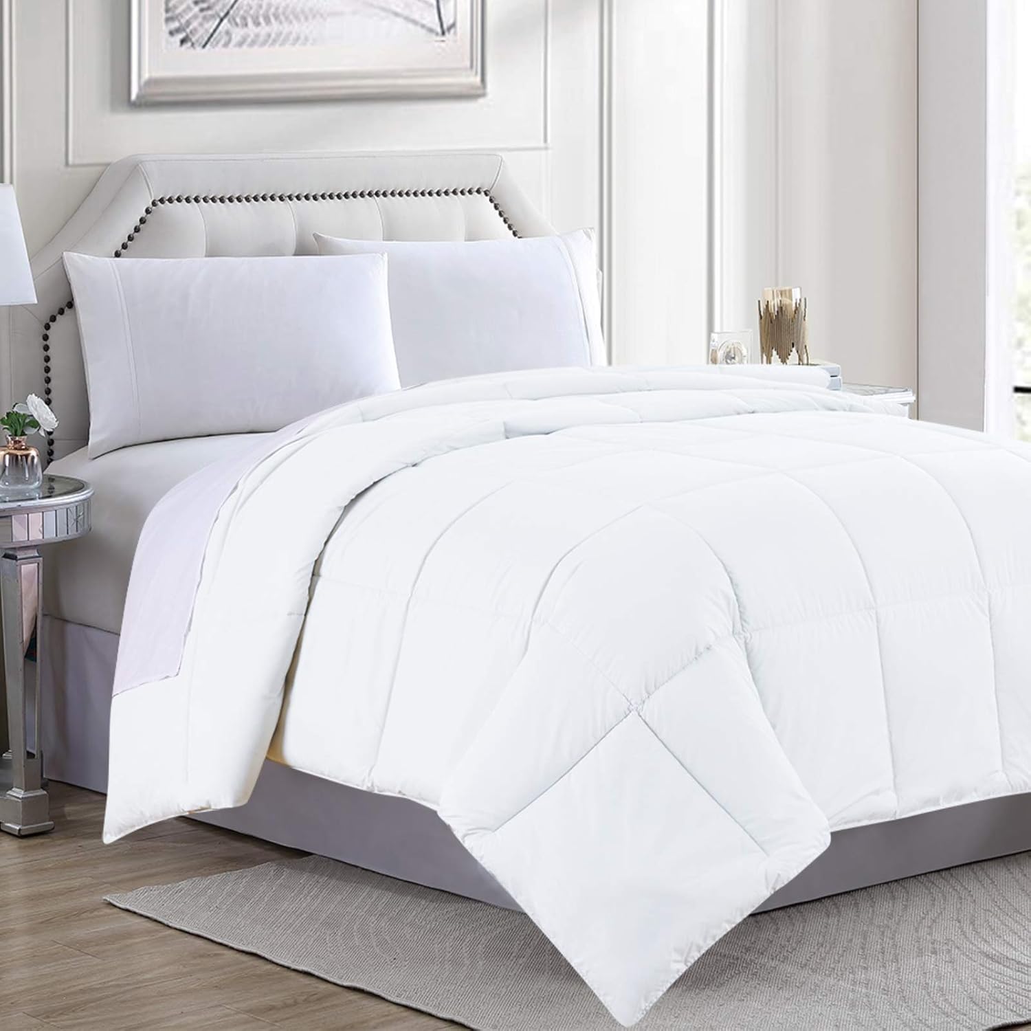Comforter King Size Goose Down Alternative Microfiber Quilted Solid