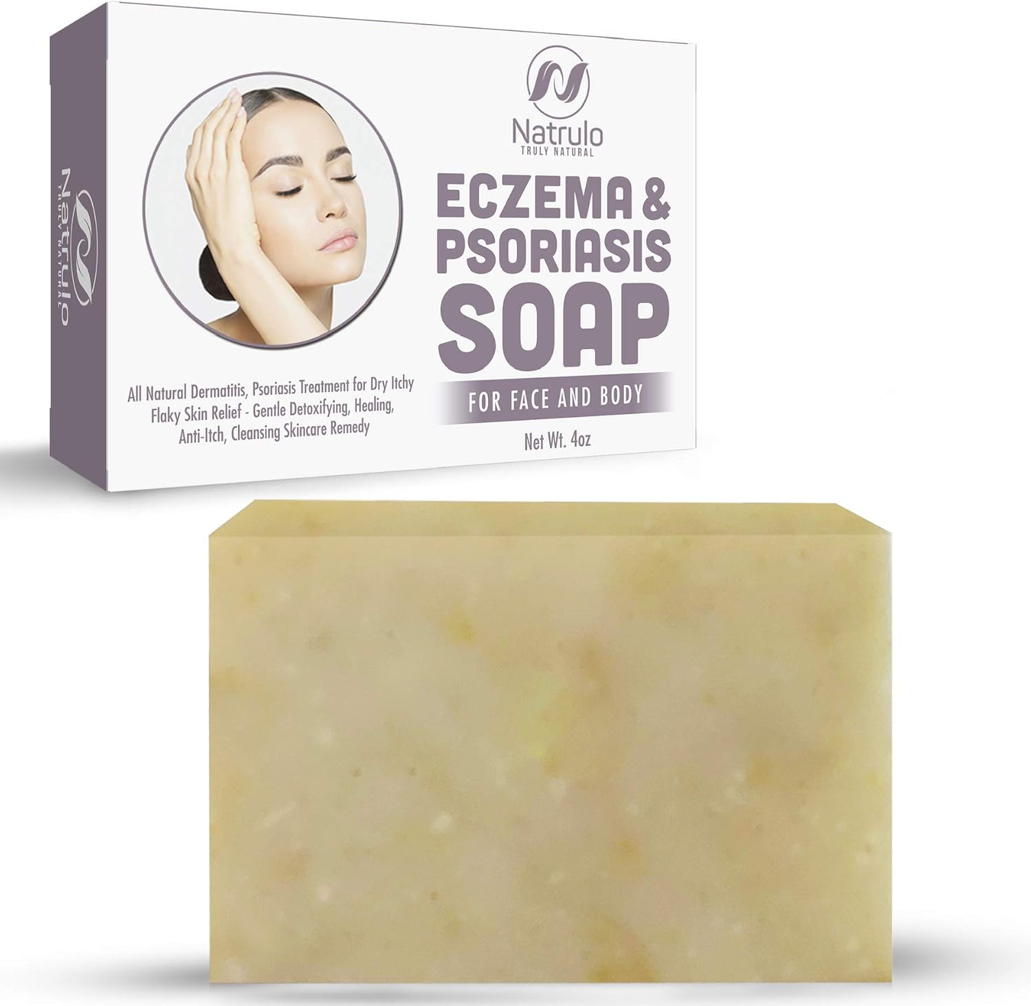 Eczema Soap Bar for Face and Body – All Natural Dermatitis, Psoriasis Treatment for Dry Itchy Flaky Skin Relief – Gentle Detoxifying, Healing, Anti-Itch, Cleansing Skincare Remedy - 4 oz Made in USA: Health & Personal Care