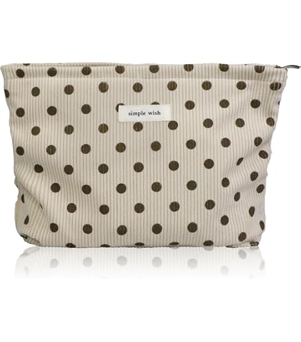 Pink Polka Dot Black Print Makeup Bag, Cosmetic Bags Travel Toiletry Bags for Women, Large Capacity Leather Makeup Case Make Up Bag Organizer, Cute Make Up Pouch : Beauty & Personal