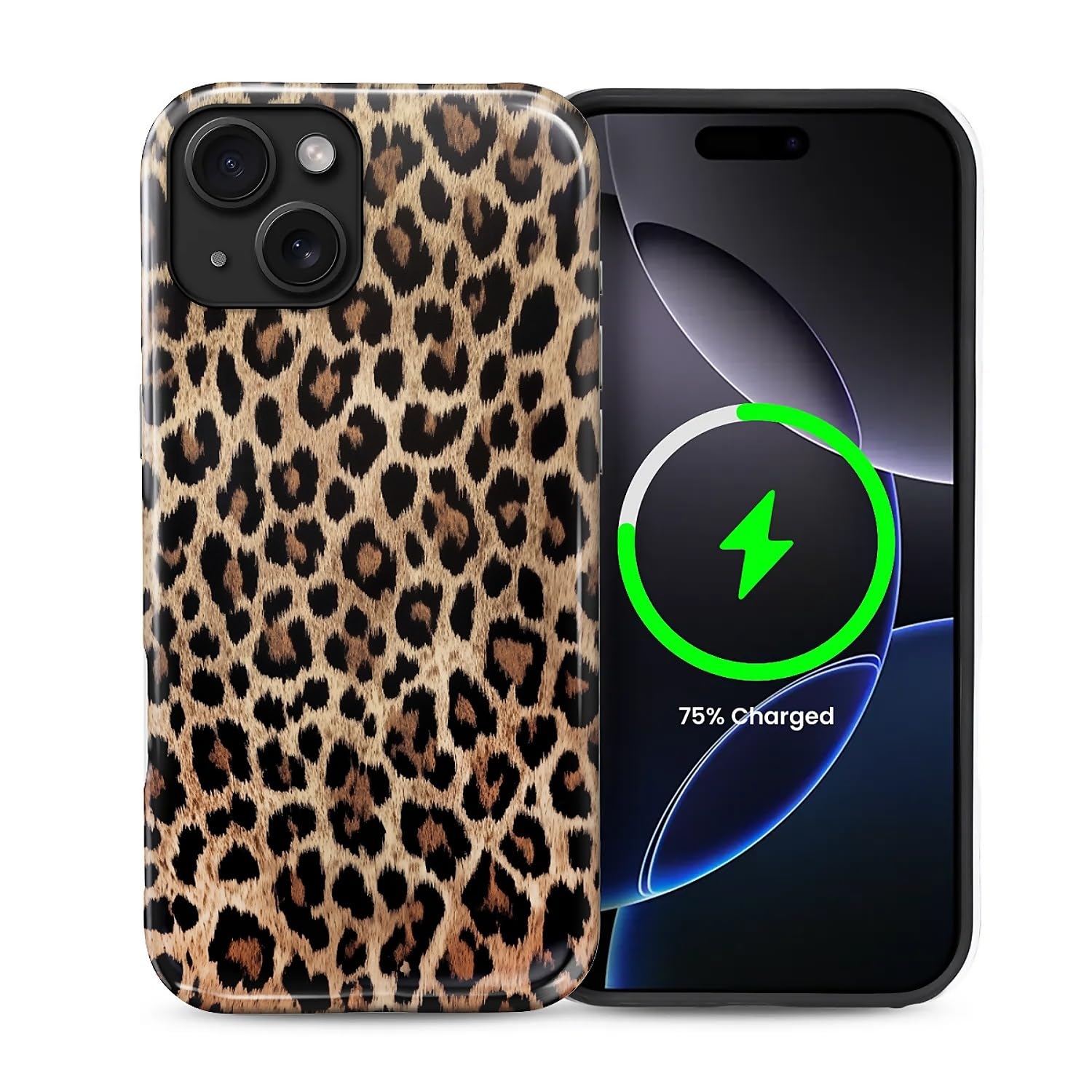 casesok for iPhone 14 Plus Case,Compatible with MagSafe,Dual-Layer Hard Shell + Silicone Cover,Full Body Protection Shockproof Case for iPhone 14 Plus-Retro Leopard Print Cheetah