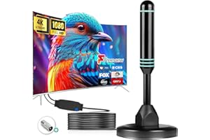 CANCELUIZ TV Antenna Indoor Antenna for Smart TV for Long Range Reception and All Smart TVs HD Digital Antenna with Amplifier Signal Booster for Local Channels Supports 4K 1080p-16.4ft(Blue)