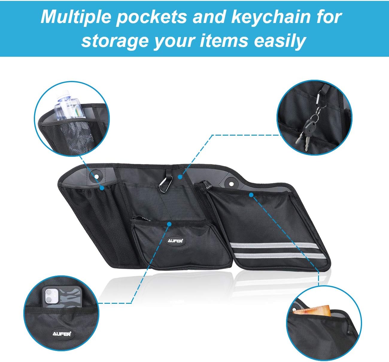 AUFER Left & Right Side Motorcycle Saddlebag Organizers Storage Bags Saddle bag Organizers Fit for 1993-2013 Touring Road King Road Glide Electra Glide: Automotive