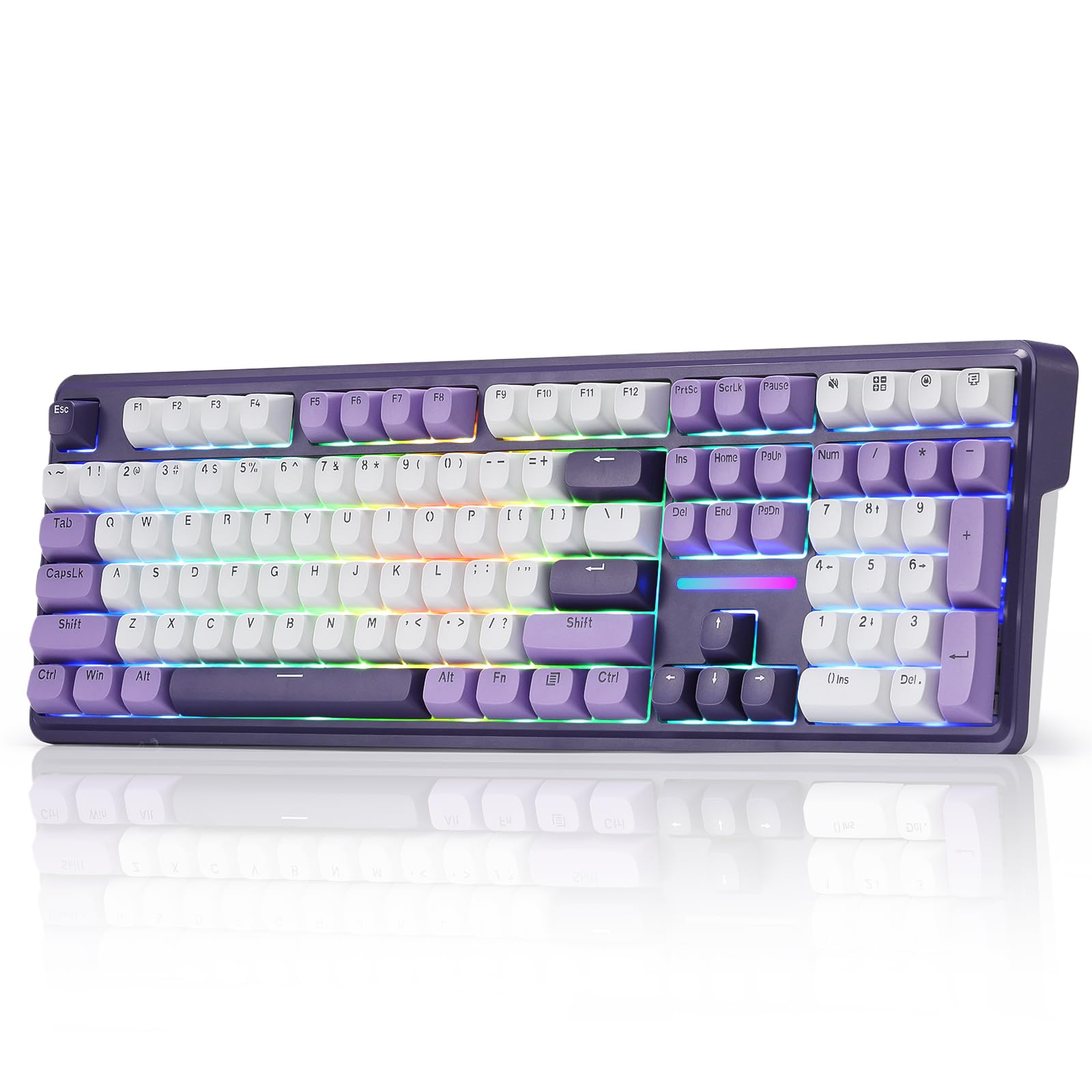 Photo 1 of Redragon K745 PRO Wireless Gasket RGB Gaming Keyboard, 108 Keys Mechanical Keyboard w/Extra 4 Hotkeys, Hot-Swap South-Facing LED Socket, 5-Layer Noise Dampening, Round PBT Keycaps, Mint Mambo Switch