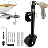 RVSHARK 2500lbs Trailer Jack with Dual Wheel Heavy Duty Trailer Tongue Jack | 20-24V Cordless Drill Compatible, Bolt on Design, 12" Lift Black, for RV Boat Yacht Utility Camping Trailer
