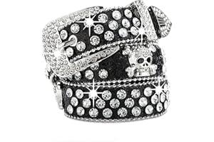 Punk Charm Rhinestones Embellished Belt For Men Women Adjustable PU Leather Waist Strap For Daily Wear Adjustable Punk Waistb