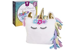PINWHEEL CRAFTS Unicorn Pillow Kit - No Sew Unicorn Craft Kit - Gifts for Girls, Arts and Crafts for Kids Ages 4-8 - Unicorn Toys for 6 Year Old Girl Gifts, Birthday, Easter, Toddlers, Teens