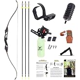 SOPOGER Archery Bowfishing Bow Kit - Powful 45lbs Bow Fishing Combos Kit with Detailed Instruction, Recurve Bow Fishing Bows for Adults with Durable Bow Fishing Reels Kits for Big Fish, Black
