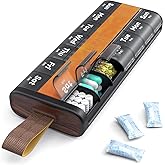Ideerfit Weekly AM PM Pill Organizer 2 Times a Day, Large 7 Day Medicine Case with Leather Cover & Built-in Desiccant, Moisture-Proof Pill Box for Medication, Vitamins & Supplements