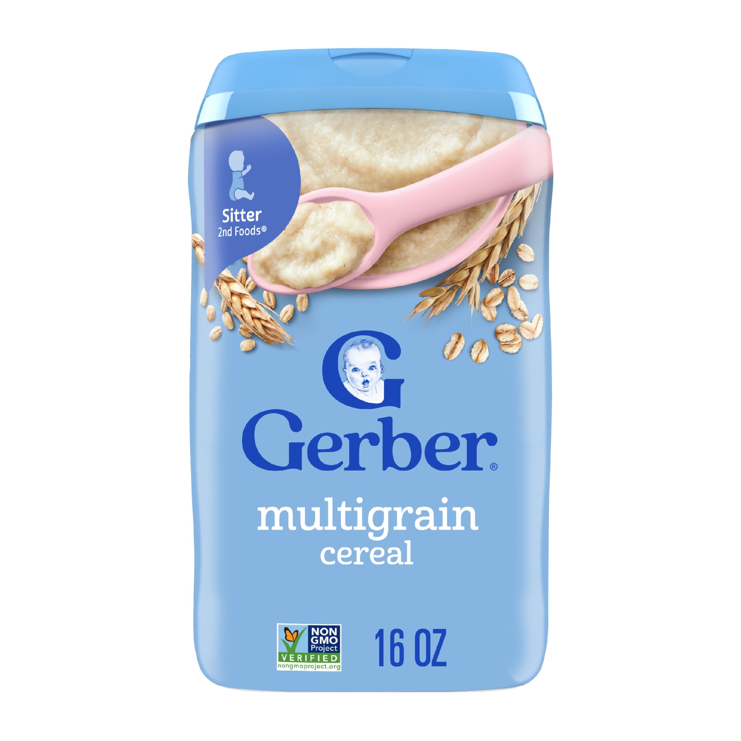 Gerber Stage 2 Baby Food, Multigrain Cereal, Whole Grains, Iron, Zinc & Vitamin B12, Baby Cereal, 6-Pack