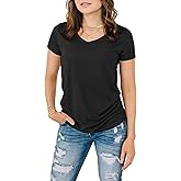 Maeband Timeless T-Shirt – Women’s Relaxed Fit Basic Tee | Soft Stretchy Scoop V-Neck Short Sleeve Top for Everyday Wear