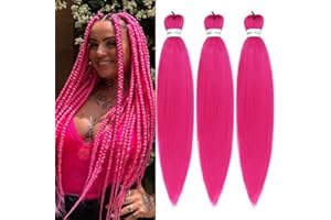 Leticia Magenta Pink Pre streched Braiding Hair Easy to Use Pre feathered Braiding Hair