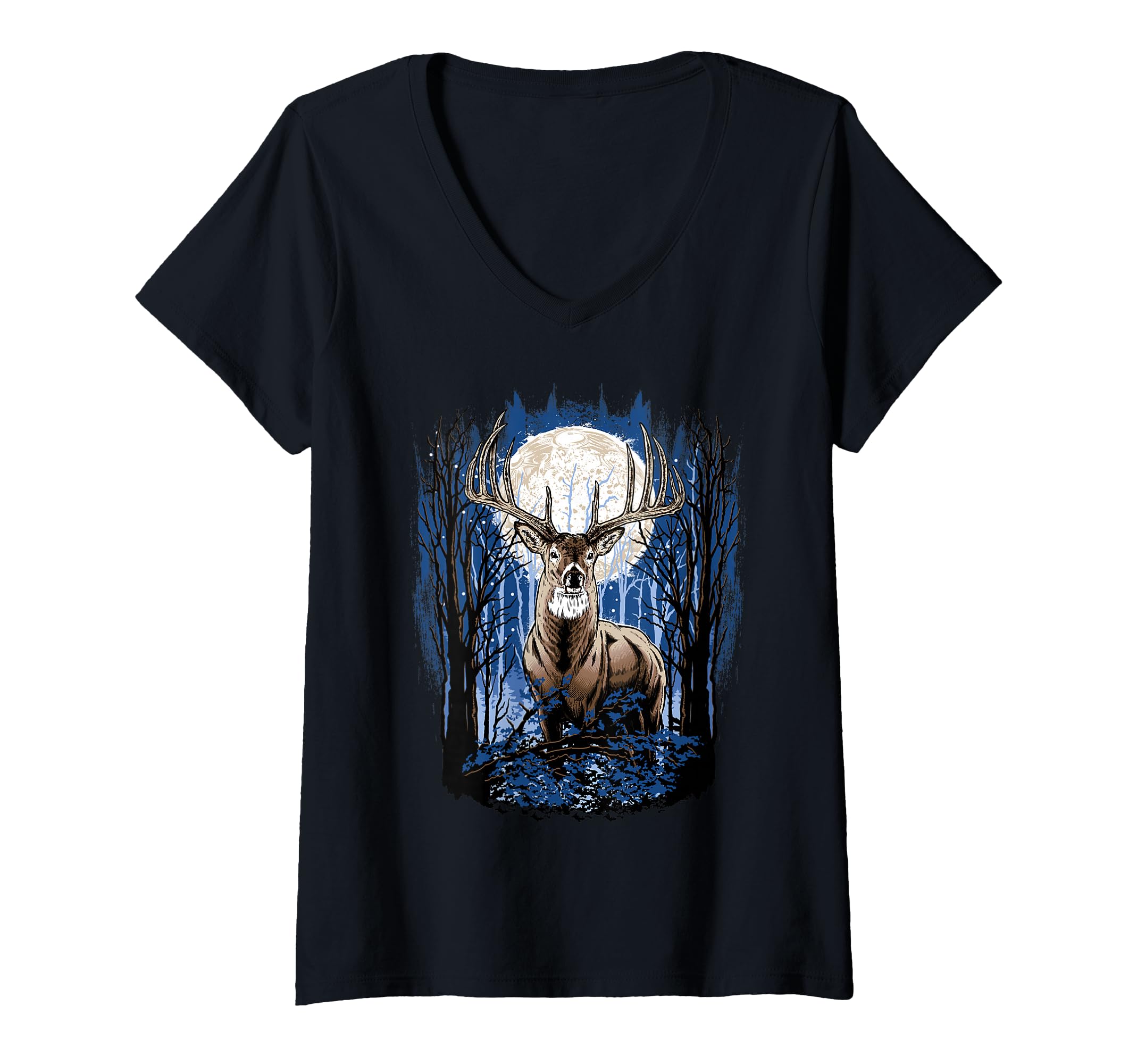 Womens Hunters Deer Hunting Big Whitetail Buck V-Neck T-Shirt