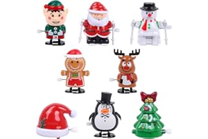 CCINEE 8 Packs Christmas Wind Up Toys, Mini Stocking Stuffers Toys Bulk for Classroom Prizes Assorted Clockwork Toys for Goody Bag Fillers Christmas Cracker Party Favors