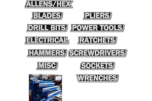 12 Pack of Toolbox Labels, Durable Metal Toolbox Drawer Labels, Tool Label for Garage Storage, Multipurpose Tool boxs Tags, R