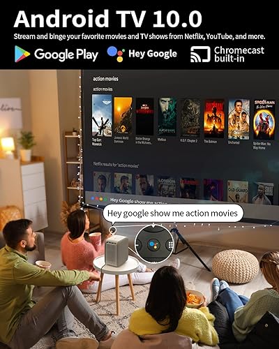 Native 1080P FHD Projector, 4K projector with Netflix-Certified