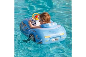 FREE SWIMMING BABY Swimbobo Toddler Pool Float with Seat Boat Inflatable Ride-on Car for Kids Outdoor Toys