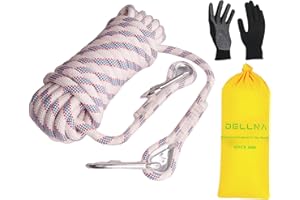 Dellna Outdoor Static Climbing Rope for Adults - High Strength Rope for Rock Climbing, Tree Climbing, Hiking, Arborist, Rescue & Camping - (10m/32ft, 20m/64ft, 30m/96ft)
