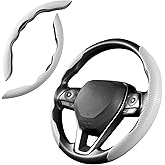 Cartist Steering Wheel Cover, Carbon Fiber Steering Wheel Cover for Men/Women, Anti-Slip, Durable, Universal for 99% Car Interior Accessories (White)
