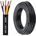 14 Gauge 5 Conductor 14 AWG Electrical Wire Stranded PVC Cord Oxygen-Free Copper Cable 26FT Pure Copper Automotive Heavy Duty 5 Core Trailer Wire