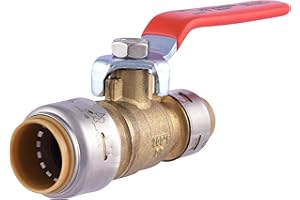 SharkBite Max 3/4 x 1/2 in PTC Reducing Ball Valve, Push-to-Connect Brass Water Shut-Off Plumbing Fitting, UR22973