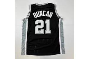 HOFSM.COM HALL OF FAME SPORTS MEMORABILIA Facsimile Autographed Tim Duncan San Antonio Black Reprint Laser Auto Basketball Jersey Size Men's XL