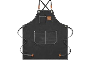 CALACH Aprons for Women and Men, Kitchen Chef Apron 6 Pockets Water-Resistant for Cooking BBQ working