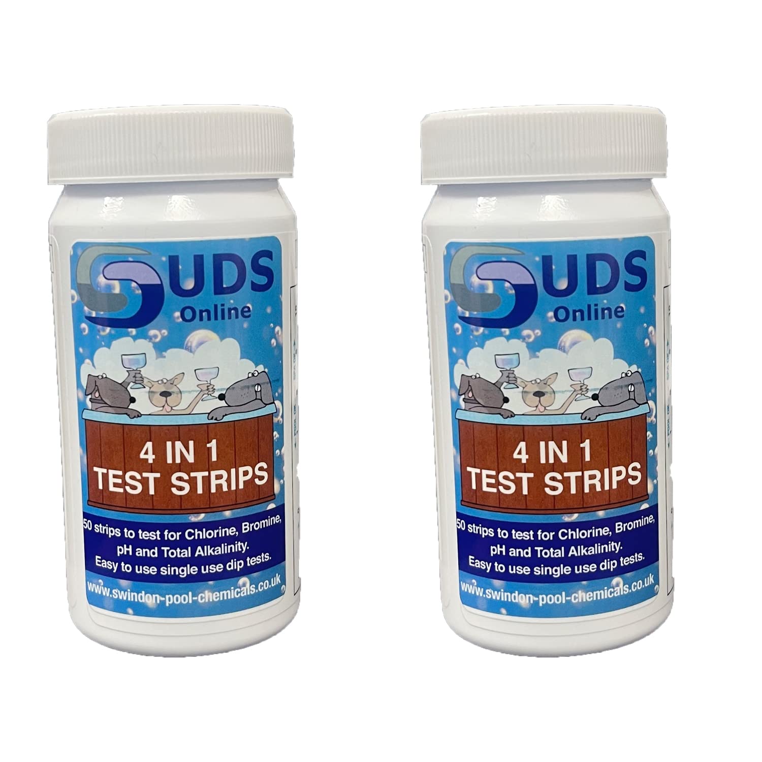 SUDS-ONLINE Premium 4-Way Test Strips Free Chlorine/BROMINE,PH And Total Alkalinity For Tub Testing Dip Swimming Pool - 100 Test Strips