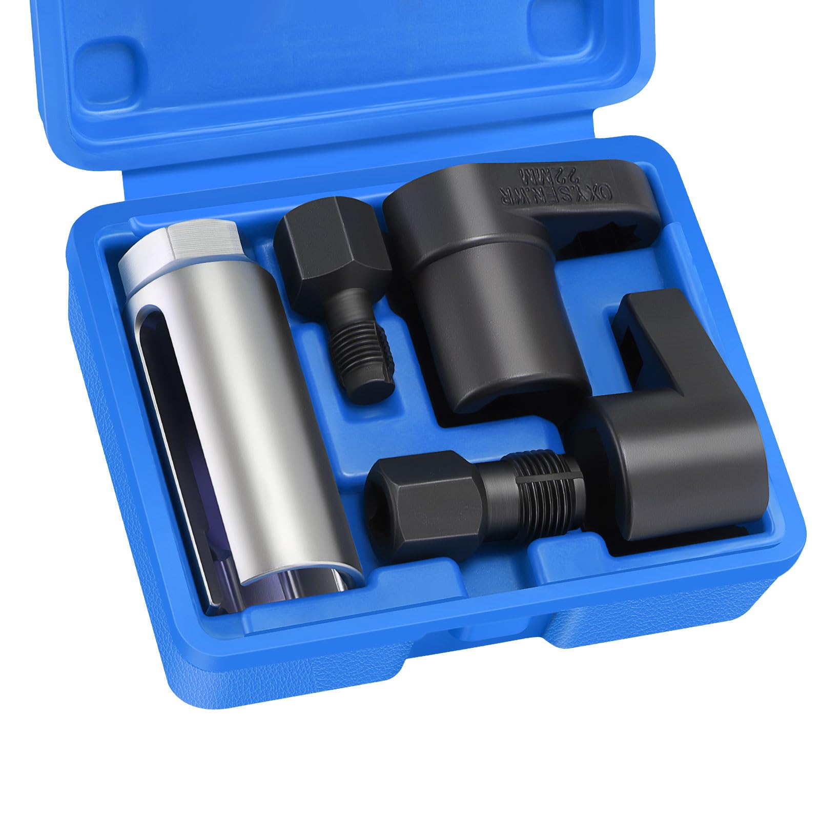 GEAREVER 5-Piece Lambda Sensor Key Nut Set, Lamda Sensor Tool and Thread Repair Set, 1/2 Inch 3/8 Inch Drive 7/8 Inch 22 mm Lambda Sensor Nut Socket Wrench Tool Insert, M12 M18 Thread Strehler