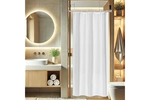 AooHome Fabric Shower Curtain, 36 Width x 72 Height Inch Stall Size Bathroom Curtain for Hotel, Waterproof, White