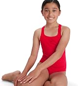 Speedo Girls Eco Endurance+ Medalist Swimsuit Chlorine Resistant Red view 3