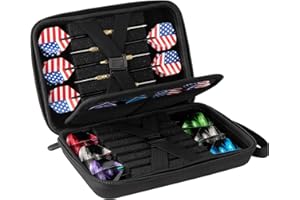 Hard Shell Dart Case for 12 Steel Tip and Accessories, Impact & Water Resistant, Protective EVA Dart Holder with Double Zip L