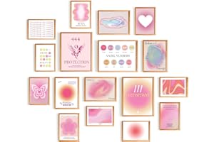 365DoRoTeYa Angel Number Poster Aura Angel Number Wall Art Prints For Bedroom Decor Bathroom Decor Office Decor Cute Posters For Room Aesthetic Pink Angel Numbers Dorm Gallery Home Decor Aura Poster Aesthetic Wall Decor Living Room Decor 17 PCS (Unframed)