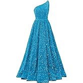 Sequin One Shoulder Prom Dresses for Women 2026 Sparkly Long Ball Gowns Formal Dress Aline Evening Party Gowns