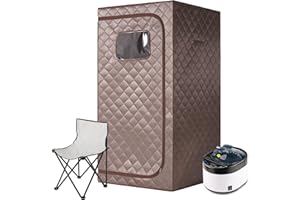 TaTalife Portable Steam Sauna, Full Size Personal Sauna for Home, One Person Relaxation, with 4L & 1500W Steam Generator, Remote Control, Timer, Portable Sauna Chair (33.85" x 33.85" x 65.74", Grey)
