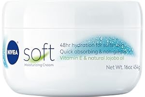 NIVEA Soft Refreshingly Soft Moisturizing Cream, Lightweight Body Moisturizer for Face, Body and Hands, Body Cream Enriched with Jojoba Oil and Vitamin E, 16 Oz Jar
