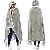 Catalonia Hooded Blanket Poncho | Wearable Blanket Wrap with Hand Pockets | Comfy Sherpa Fleece Throw Cape for Adults, Women Gift