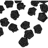 NUOBESTY 50Pcs Mini Black Roses for Crafts Fake Rose Flower Heads Artificial Craft Rose Petals Confetti for Handmade DIY Hairpin Rose Black Decor