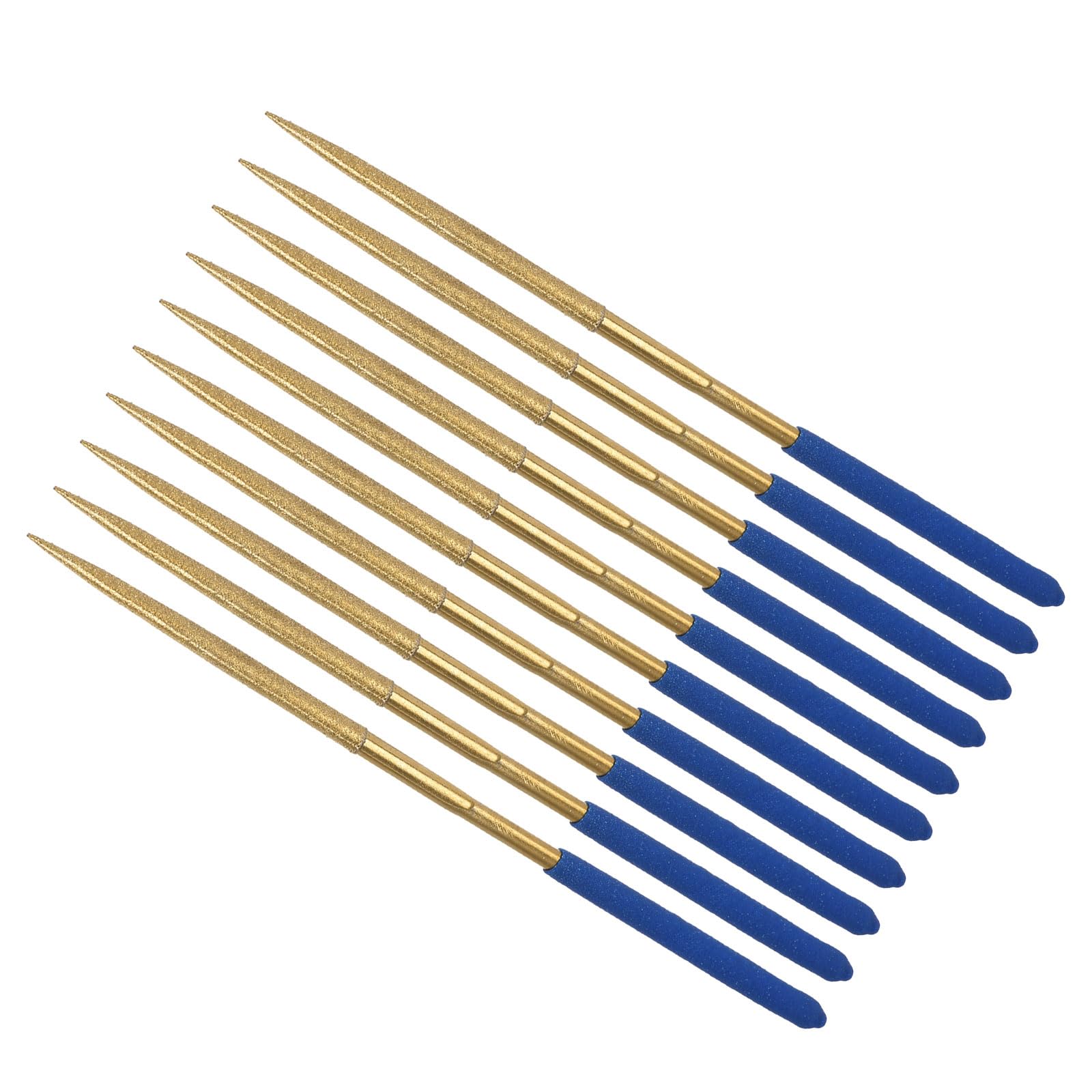 CoCud Diamond Coated Needle File, | 3mm Shank 140mm Length|, Titanium Coated Oval Files Sharpening Tool - (Applications: for Metal Glass Stone), 10-Pieces