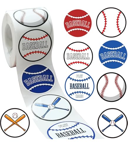 Sports Stickers 500 Pcs Baseball Stickers Roll - 1.5 Inch Round ...