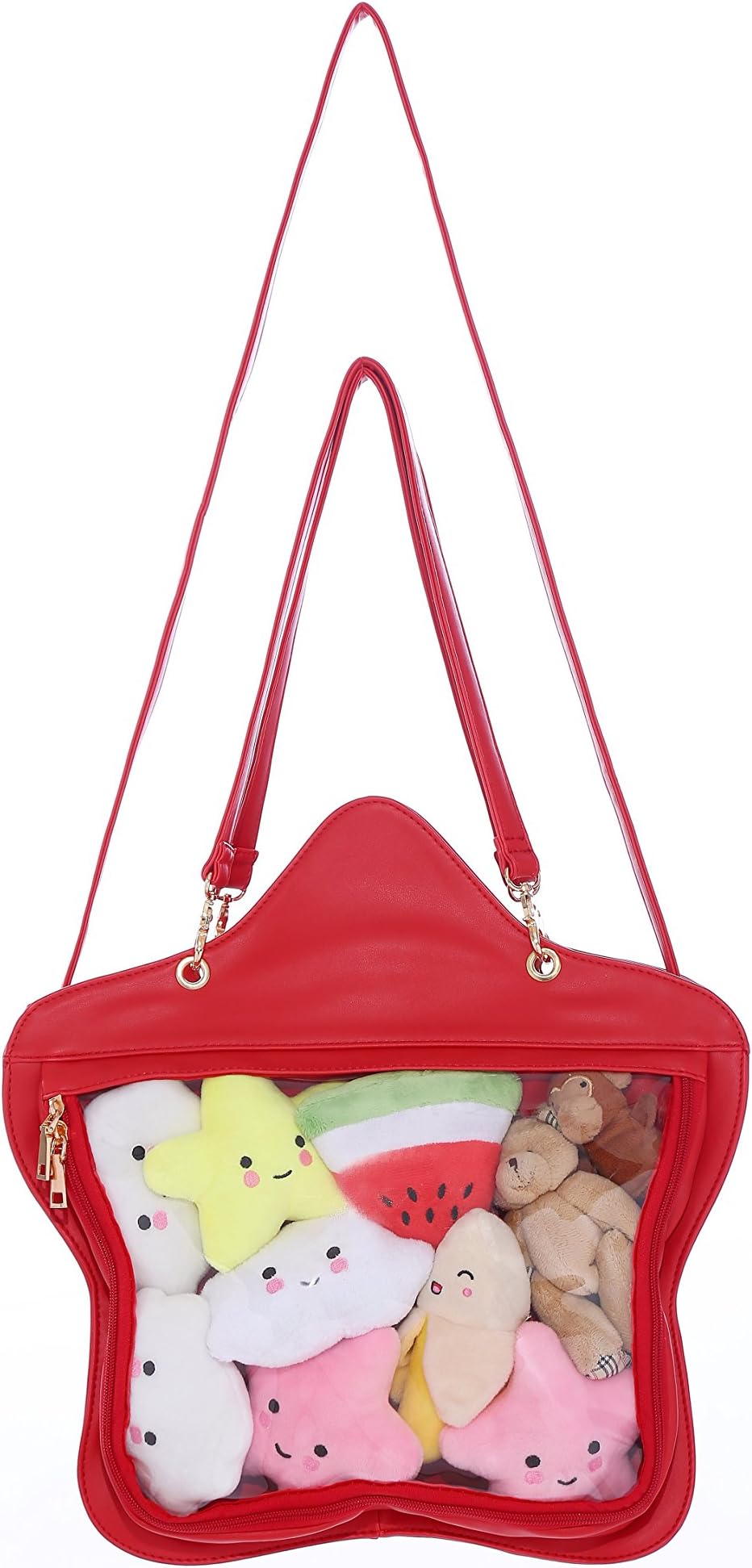 FascinatingClear Candy Leather Handbag Kawaii Purse Transparent Backpacks Star Crossbody Bags Lolita Ita Bag