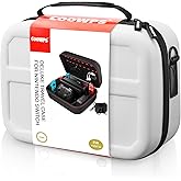 COOWPS Switch Case for Nintendo Switch and Switch OLED Model, Portable Full Protection Carrying Travel Bag with 18 Game Cards Storage for Switch Console Pro Controller Accessories White